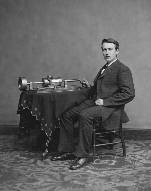 Thomas Edison Biography - Young Thomas Edison with phonograph pics