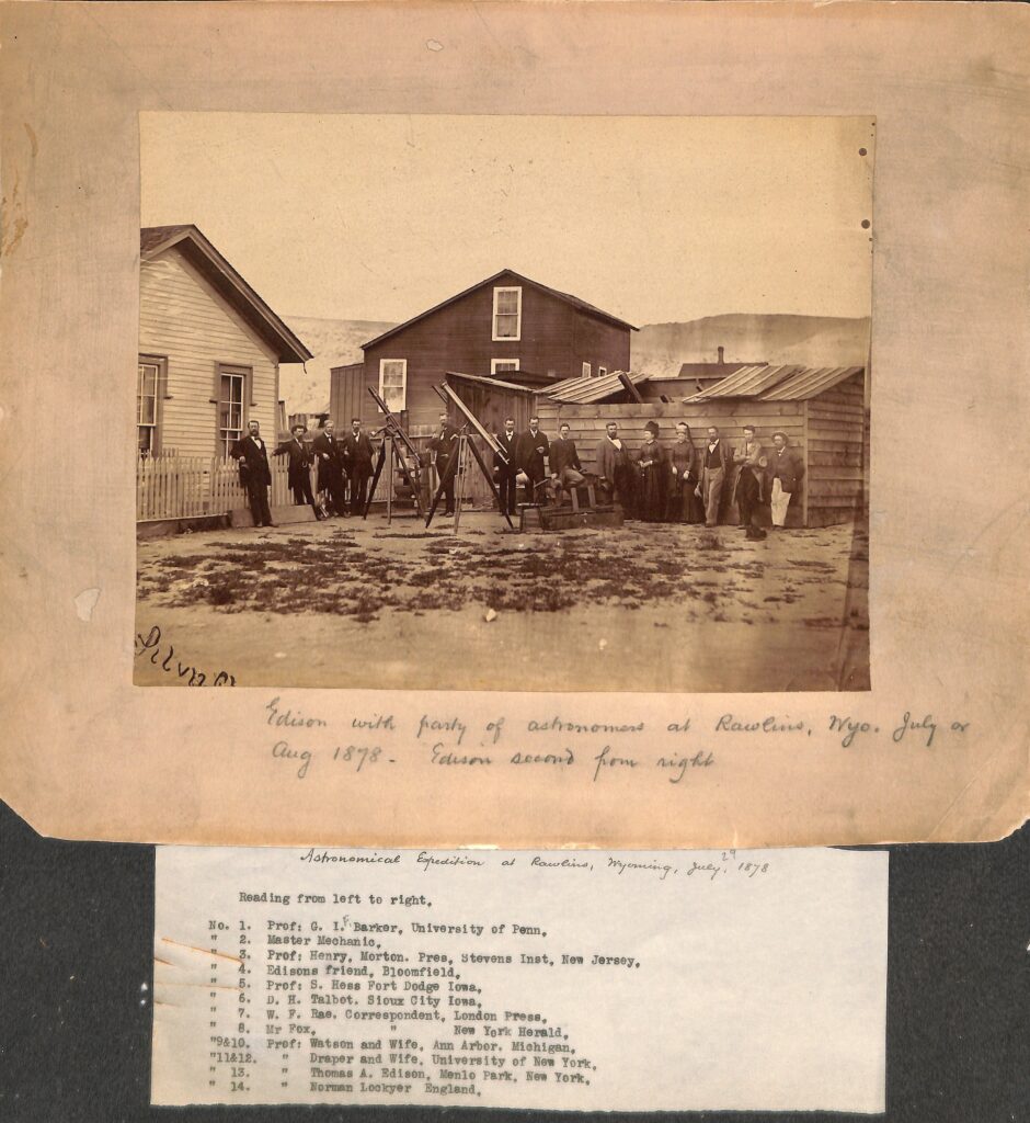 Thomas Edison with an astronomical expedition at Rawlins, Wyoming, in 1878