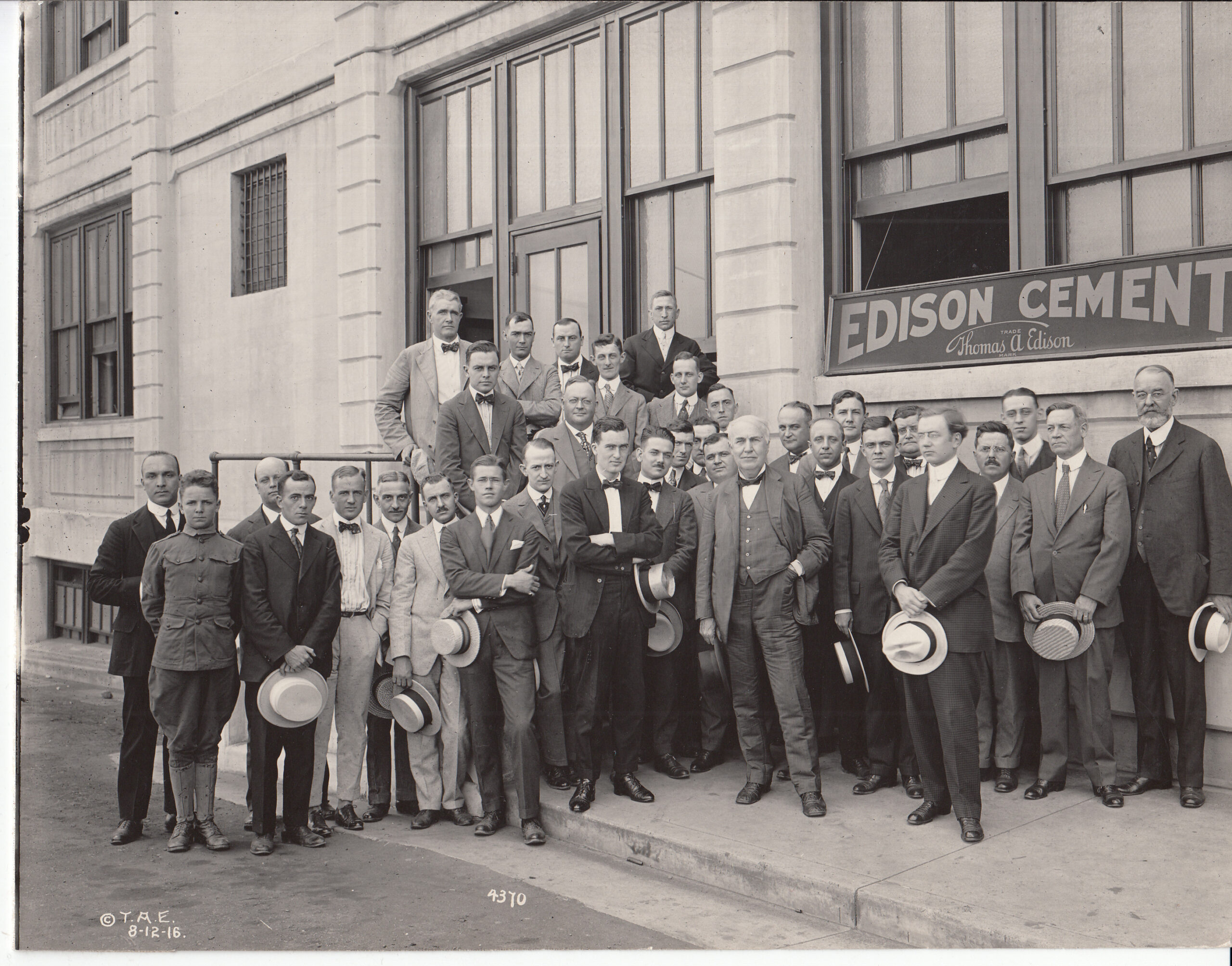 Thomas Edison with employees of the Edison Portland Cement Company in 1916