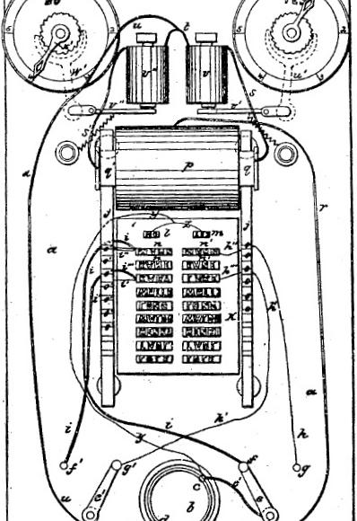 Drawing from Thomas Edison’s first patent for an electrographic vote recorder