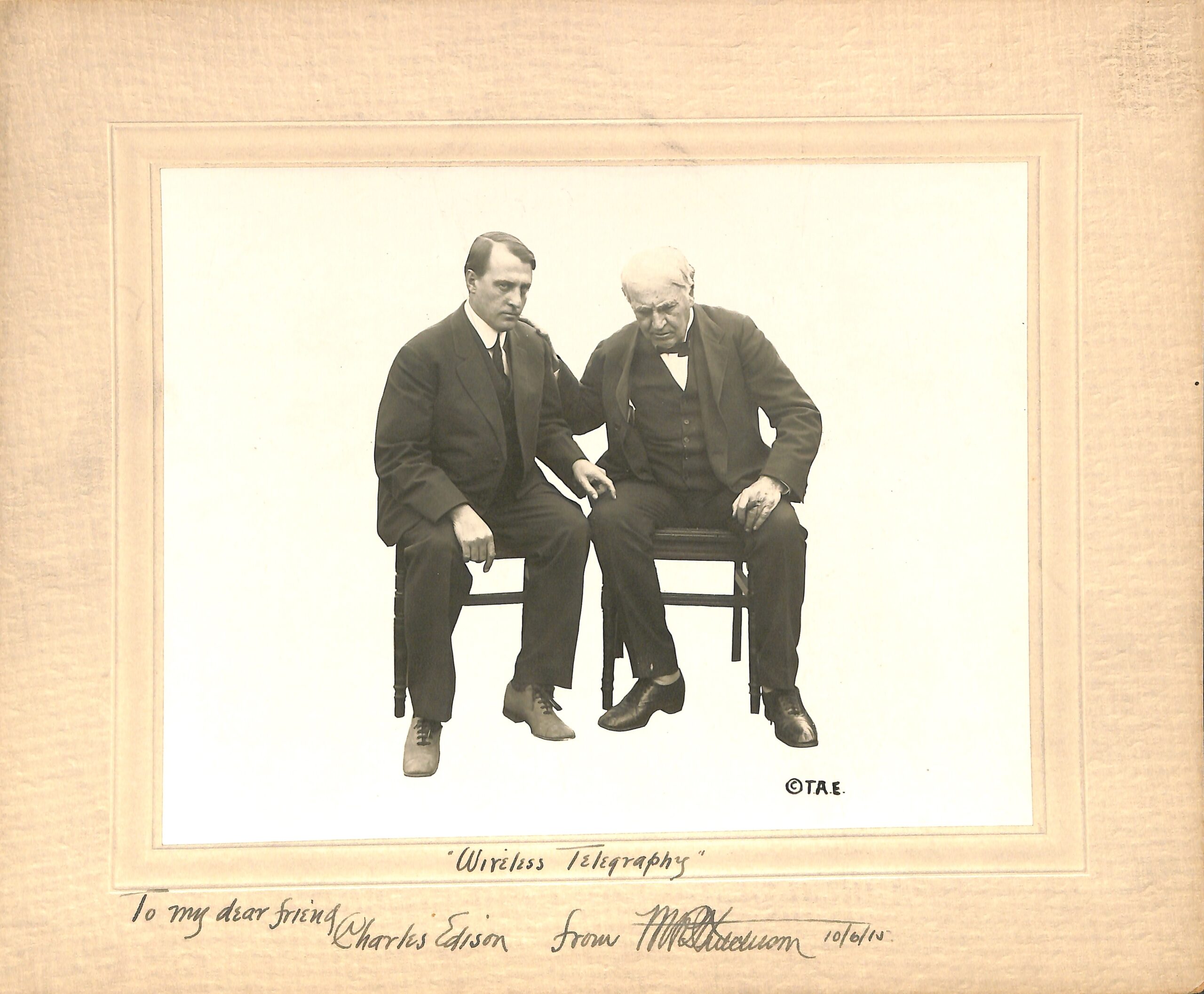 Thomas Edison with his chief engineer Miller Reese Hutchison in 1915