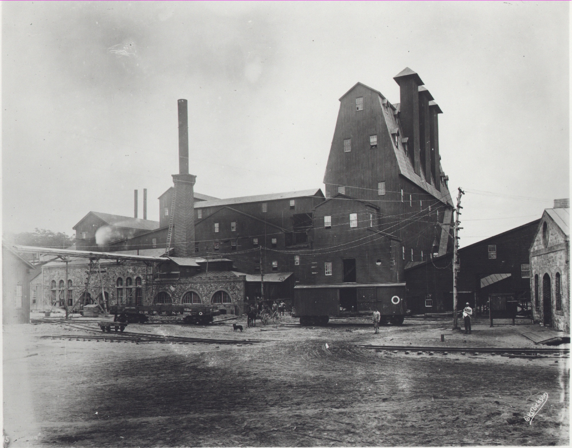 Tall magnetic-separation plant at Thomas Edison’s Ogden iron-ore works in 1895