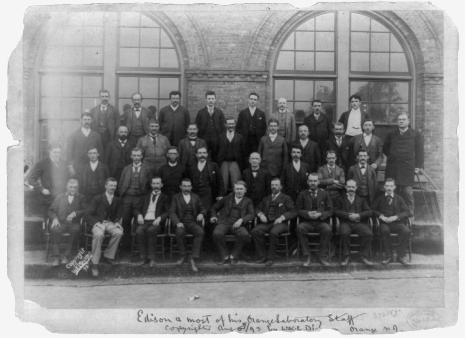 Thomas Edison with a large group of West Orange laboratory employees in 1893