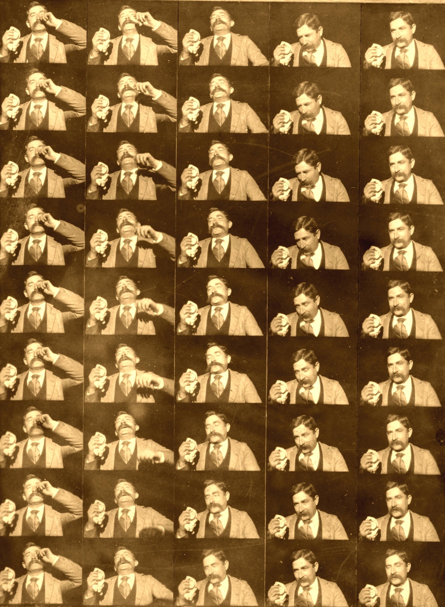 A sequence of frames showing Edison employee Fred Ott sneezing in 1894