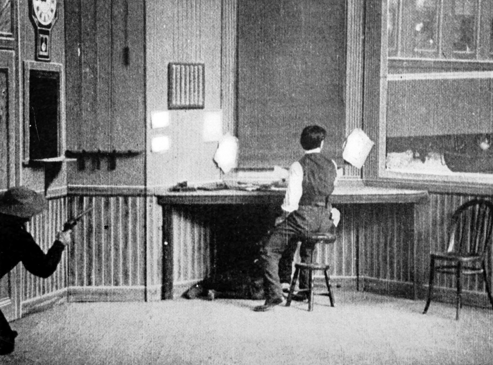 A still from the Edison film The Great Train Robbery made in 1903