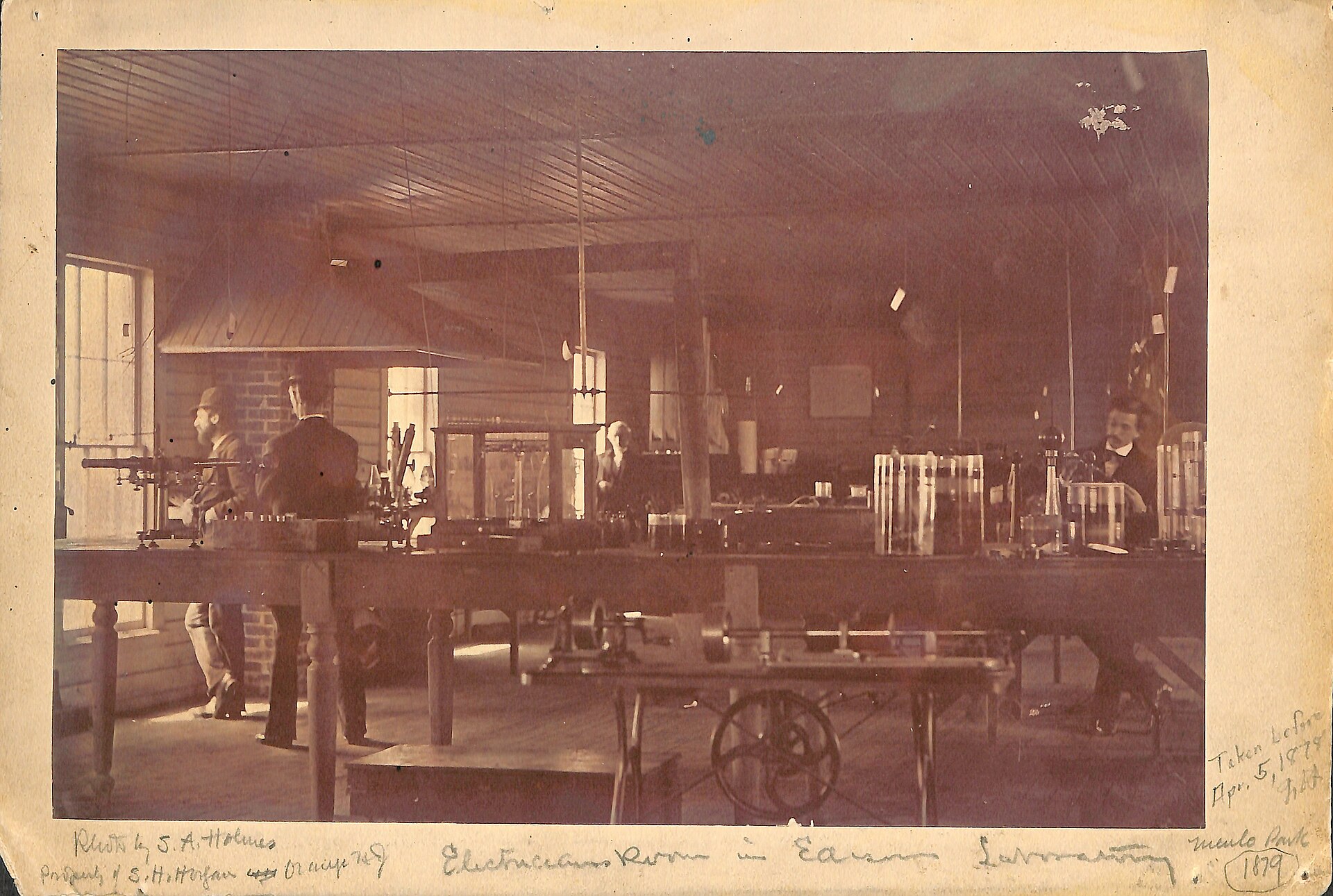 The electricians’ room at Thomas Edison’s Menlo Park laboratory in 1879