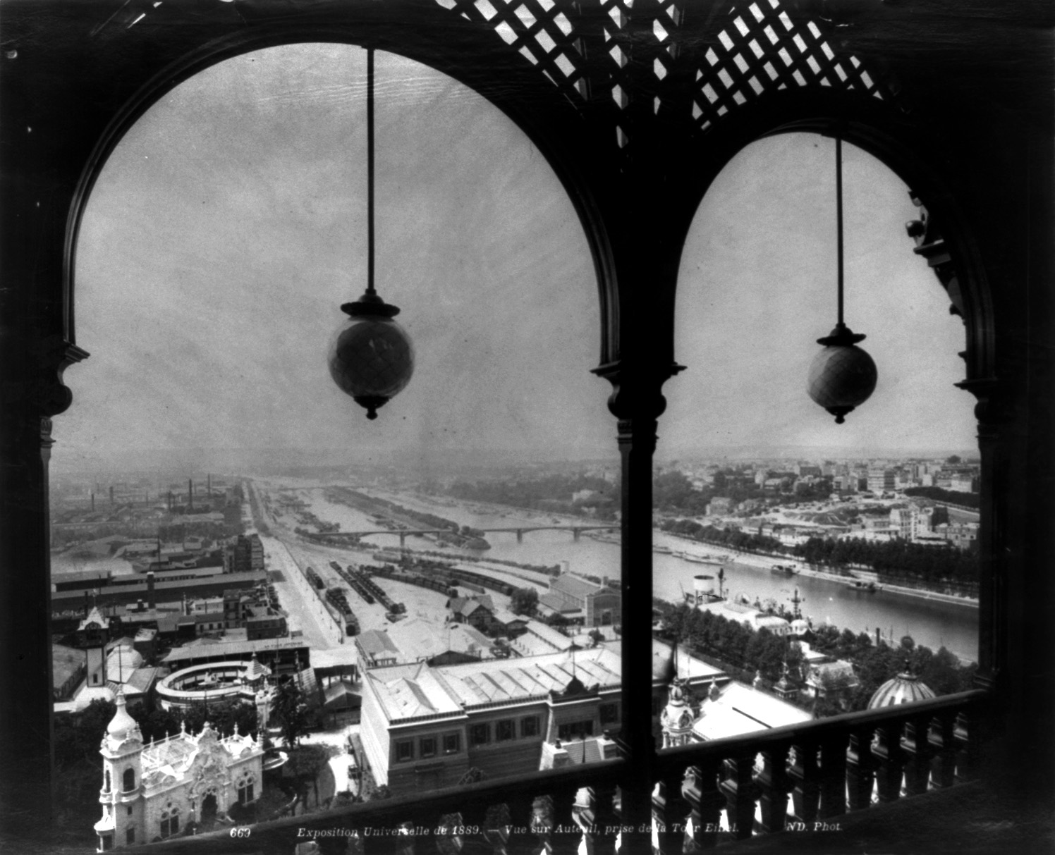 View across the 1889 Paris Exposition from the Eiffel Tower
