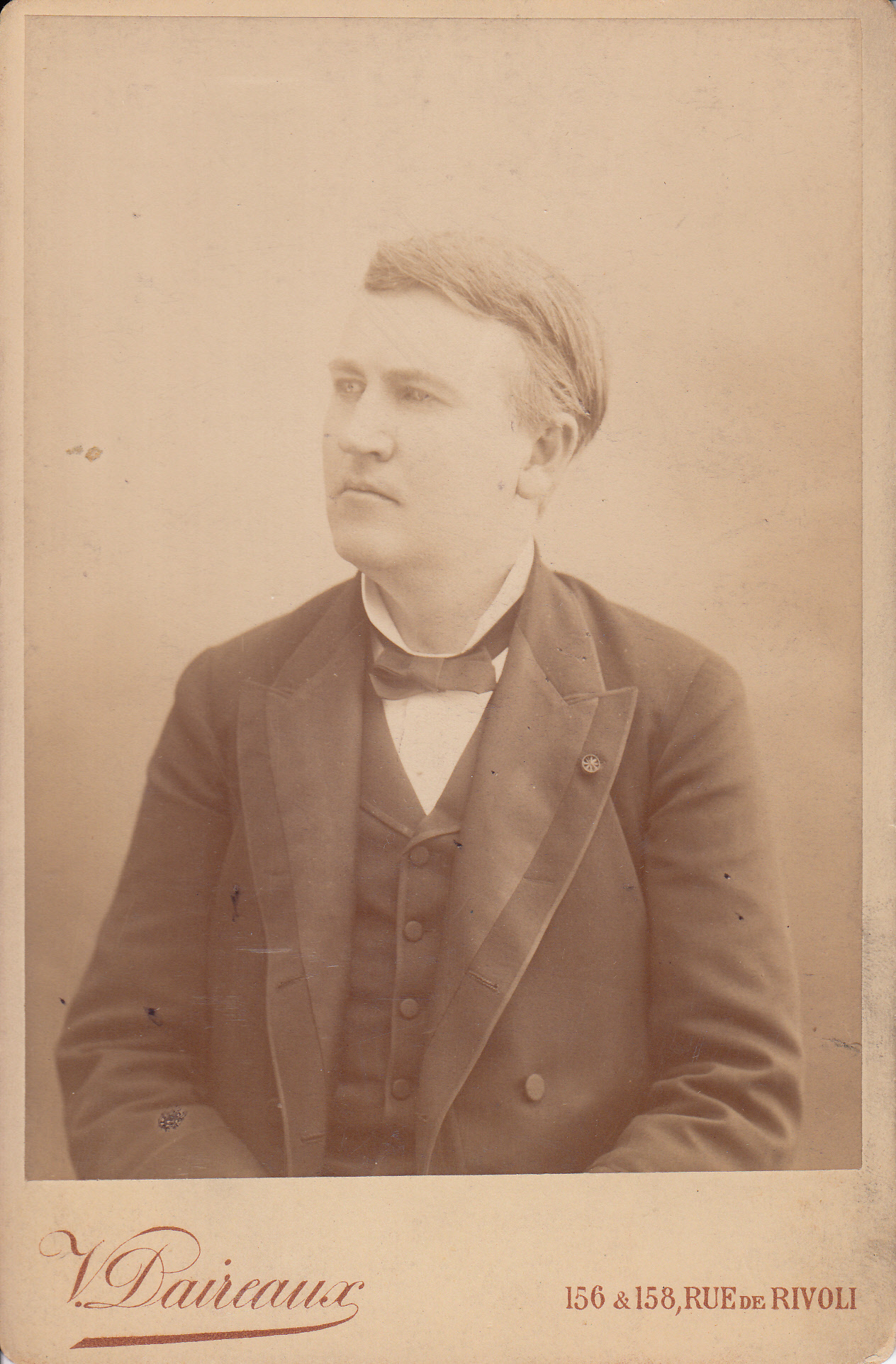 Portrait of Thomas Edison taken in Paris around the time of the 1889 exposition