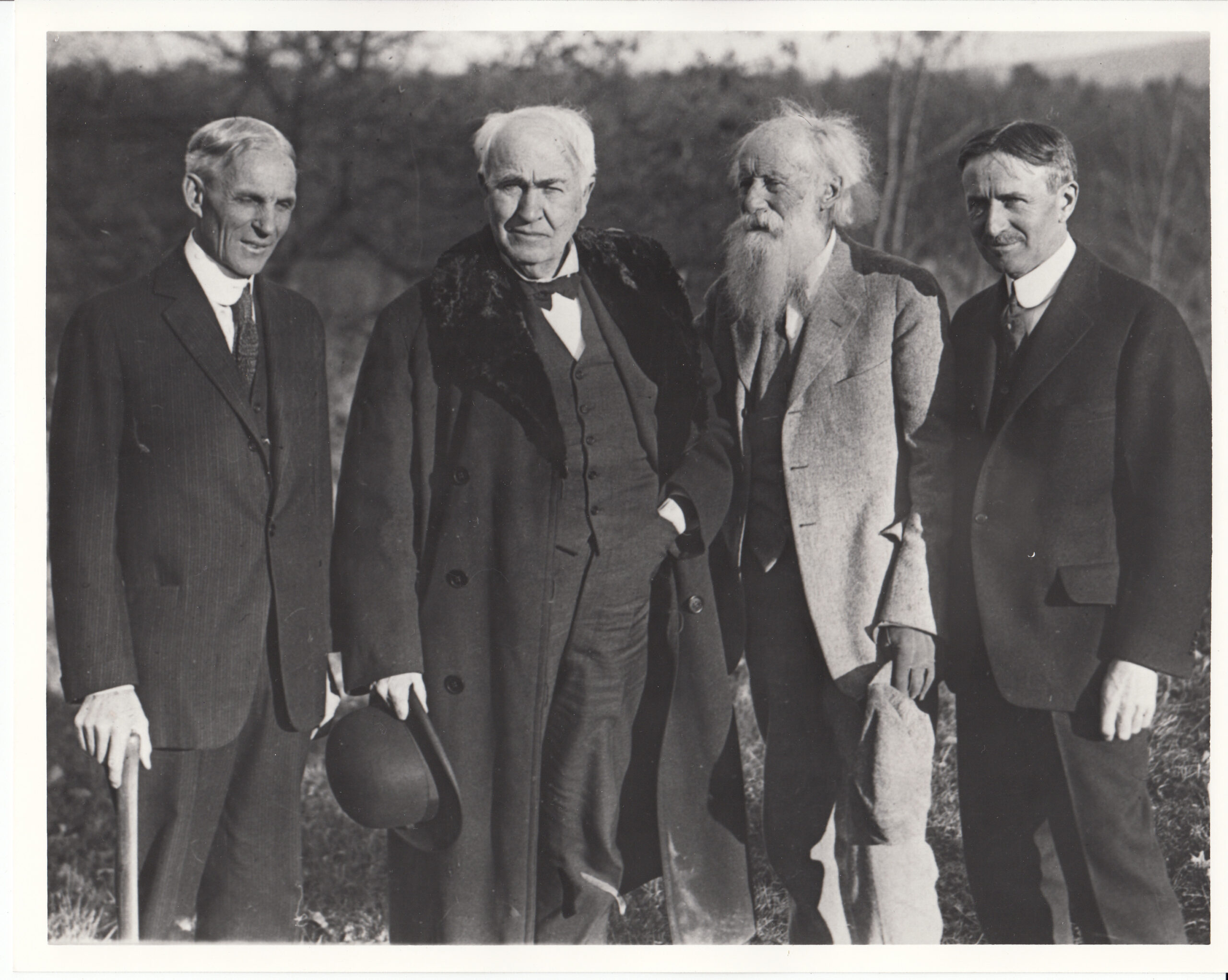 Henry Ford Thomas Edison John Burroughs and Harvey Firestone together at Yama Farms Inn in 1920