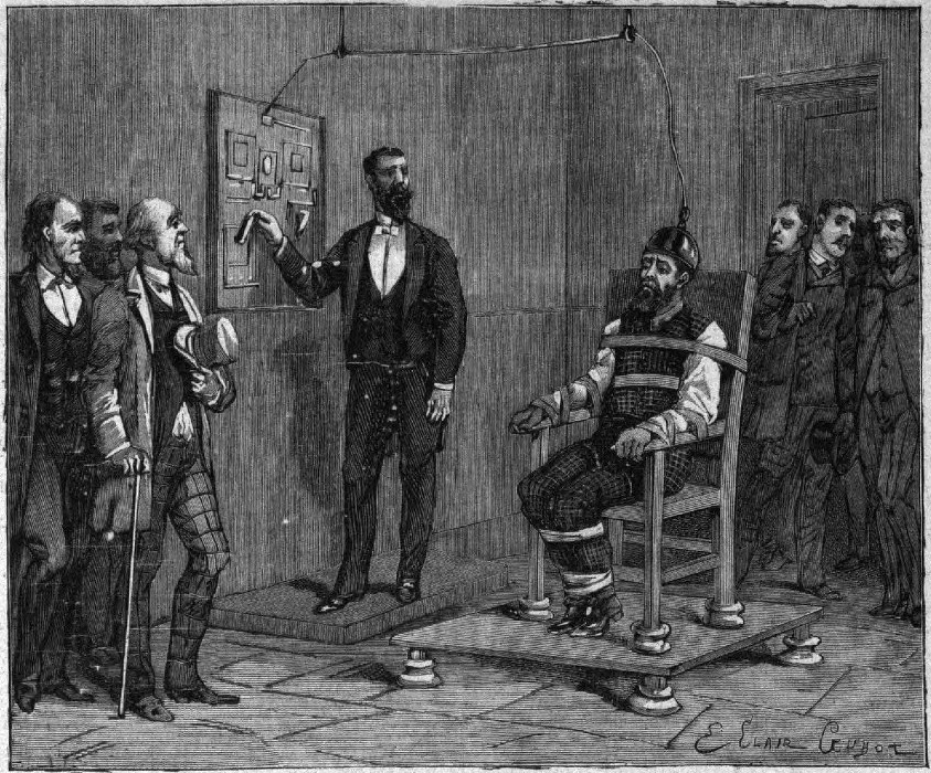 Contemporary newspaper illustration of William Kemmler’s execution by electricity in 1890