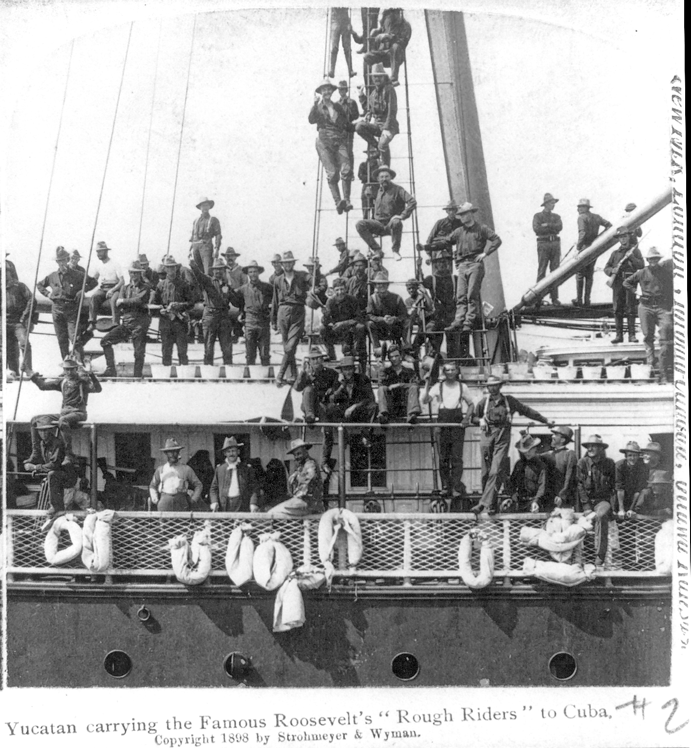 The transport Yucatan carrying Roosevelt’s Rough Riders towards Cuba in 1898